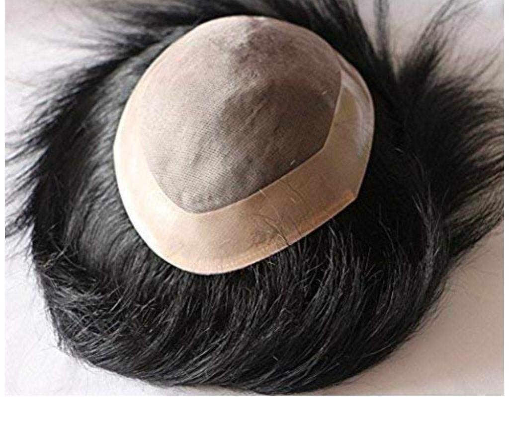 D-DIVINE COMFORT Monofilament Hair Patch for Men - 100% Human Hair Toupee, Non-Surgical Hair Replacement System (7x5 Inch) | Durable, Natural-Looking Wig with Hair Patch Clips | Perfect for Daily Wear, Special Occasions & Hair Loss Solutions