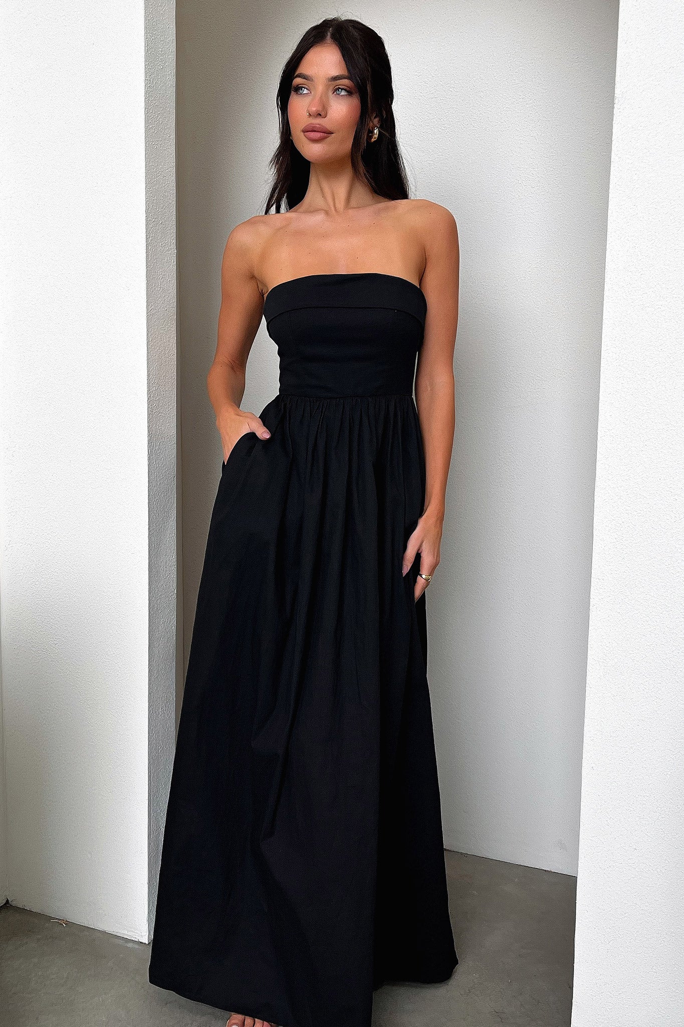 Cornell Maxi Dress for Women - Elegant Black Long Flowy Dress for Summer, Beach, and Casual Wear