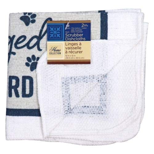 Greenbrier 'Love is a Four Legged Word' 5-Piece Kitchen Decor Set for Pet Lovers - Includes 2 Towels, 2 Scrubber Dish Cloths & 1 Oven Mitt - Perfect for Dog & Cat Owners' Kitchens