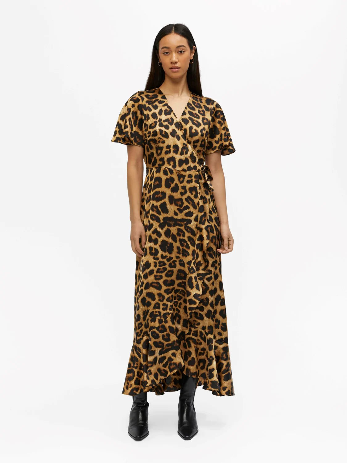 Stylish Papaya Wrap Dress in Black Leo - Perfect for Casual Outings, Date Nights & Summer Vacations