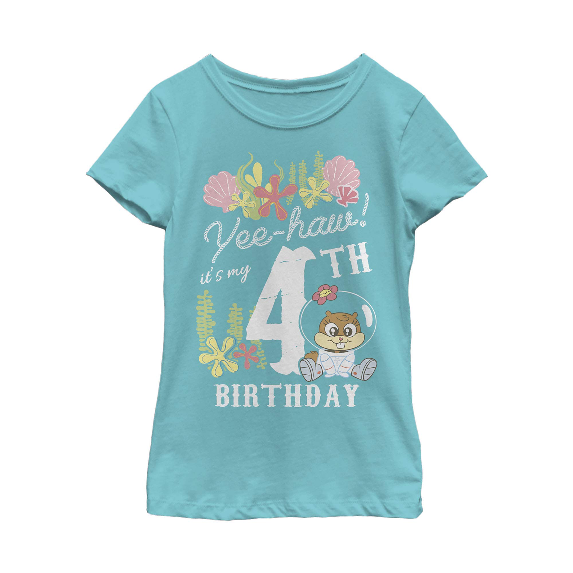 SpongeBob SquarePants Sandy Birthday T-Shirt for Girls - Short Sleeve Graphic Tee by Fifth Sun | Fun Birthday Party Outfit & Casual Wear
