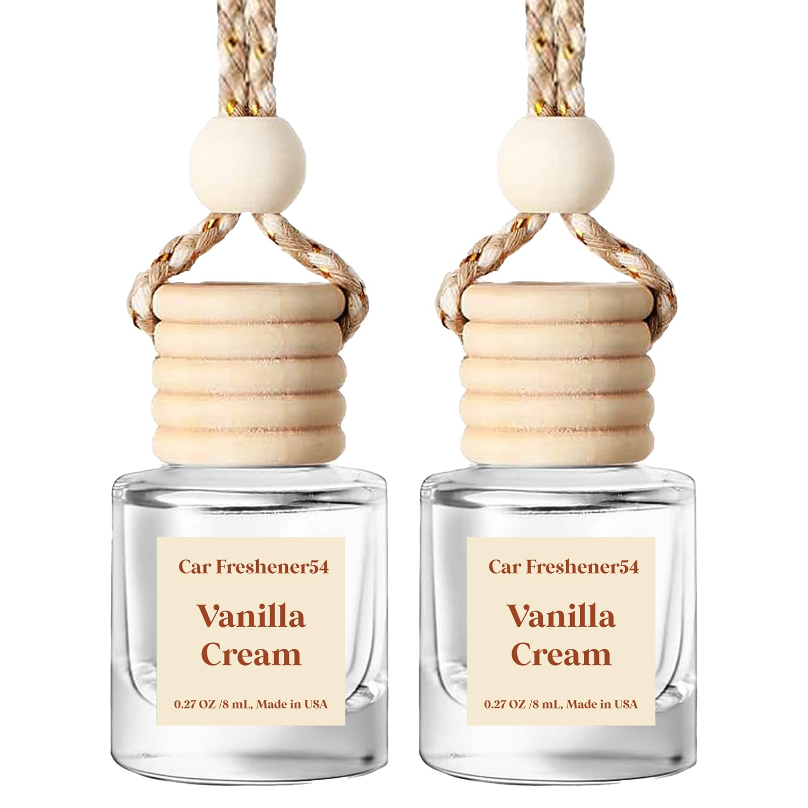 HoogaLife 2 Pack Car Air Freshener Diffuser - Long Lasting Vanilla Cream Fragrance Oil (45+ Days) | Hanging Air Freshener for Car, Home & Office | Made in USA | Perfect for Daily Commute, Road Trips & Small Spaces