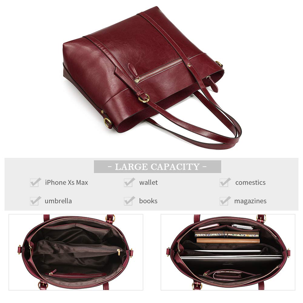 Genuine Leather Women's Tote Bag - Vintage Soft Shoulder Purse with Top Handle, Large Capacity Fashion Handbag for Work, Travel & Daily Use