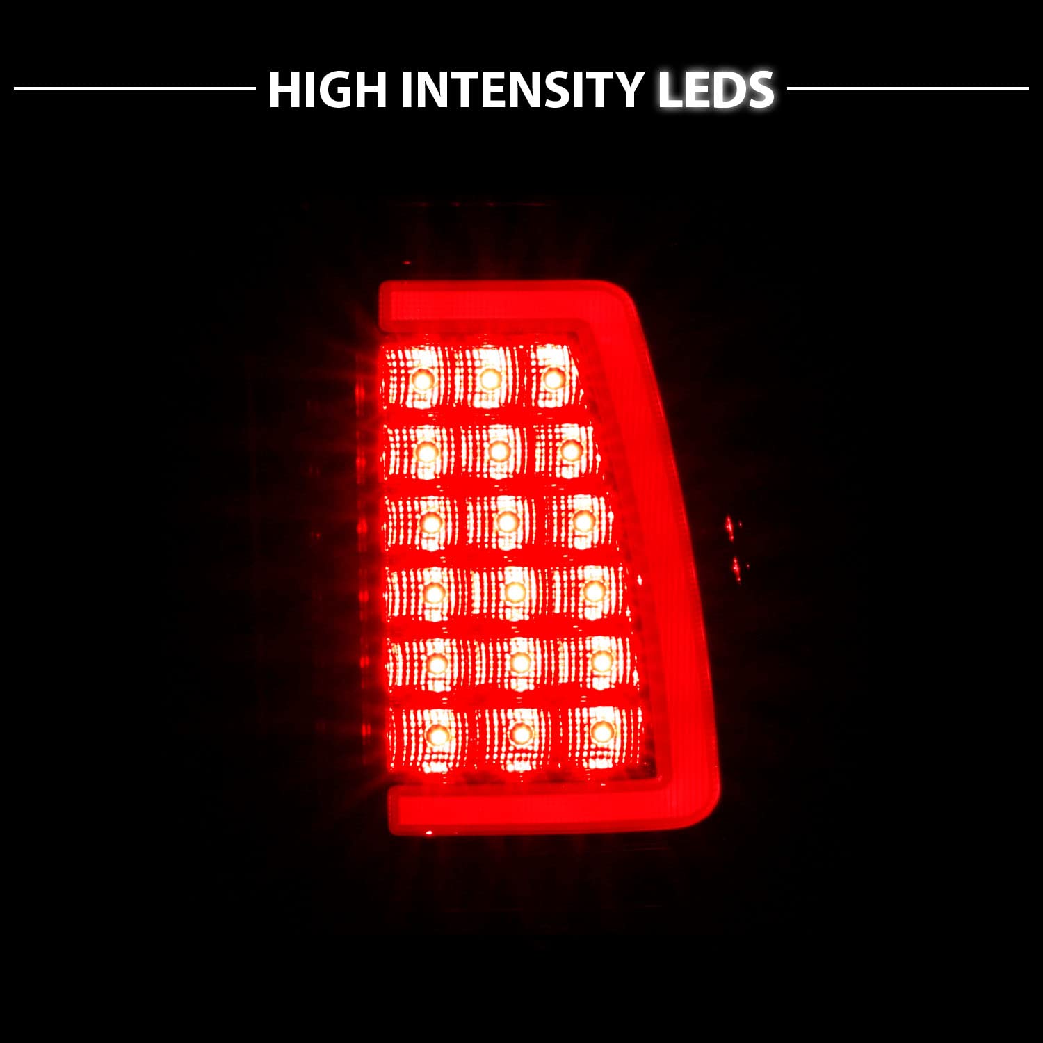 AmeriLite LED Tail Lights for 1999-2006 GMC Sierra & 1999-2002 Chevy Silverado - Ruby Red C-Type Replacement Brake Lamps (Pair) - Left & Right Side - Enhanced Night Visibility & Style Upgrade for Pickup Trucks