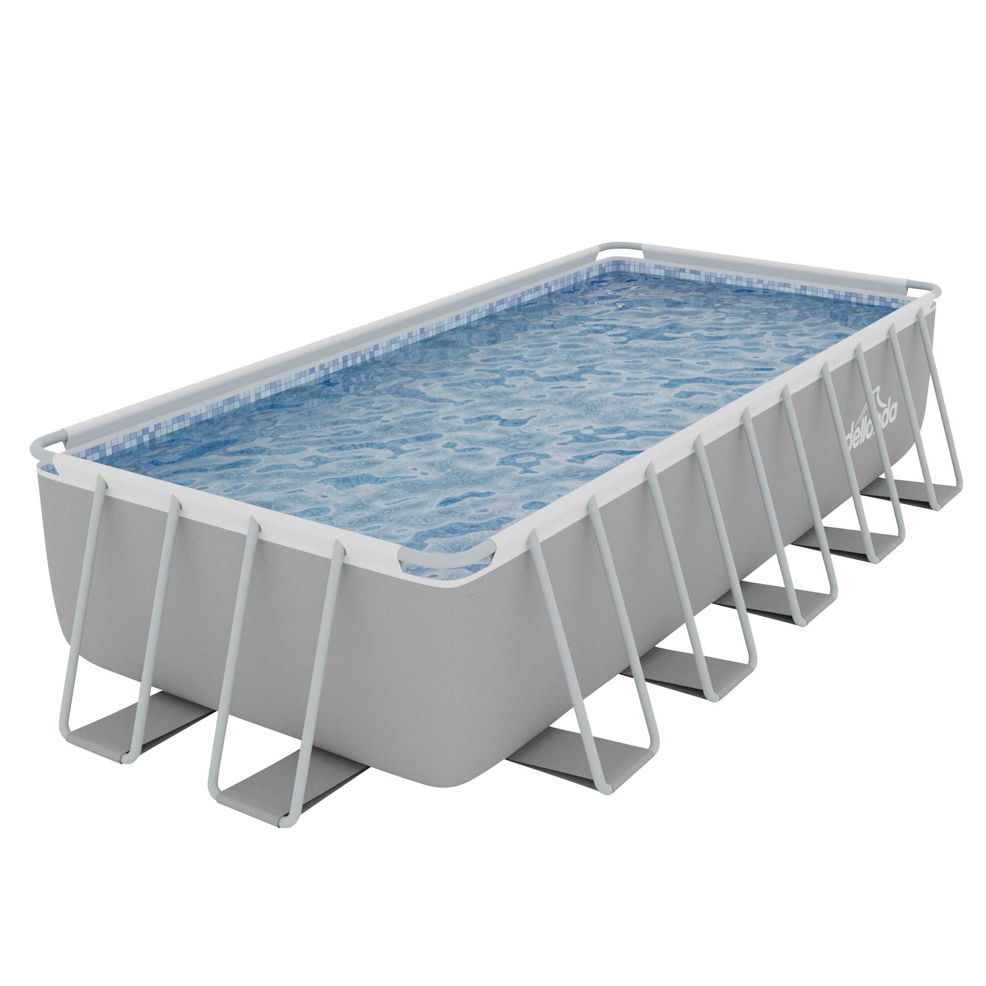 Dellonda 21ft Deluxe Rectangular Steel Frame Swimming Pool with Step Ladder & Filter Pump DL150 - Perfect for Backyard Family Fun, Summer Parties & Outdoor Relaxation
