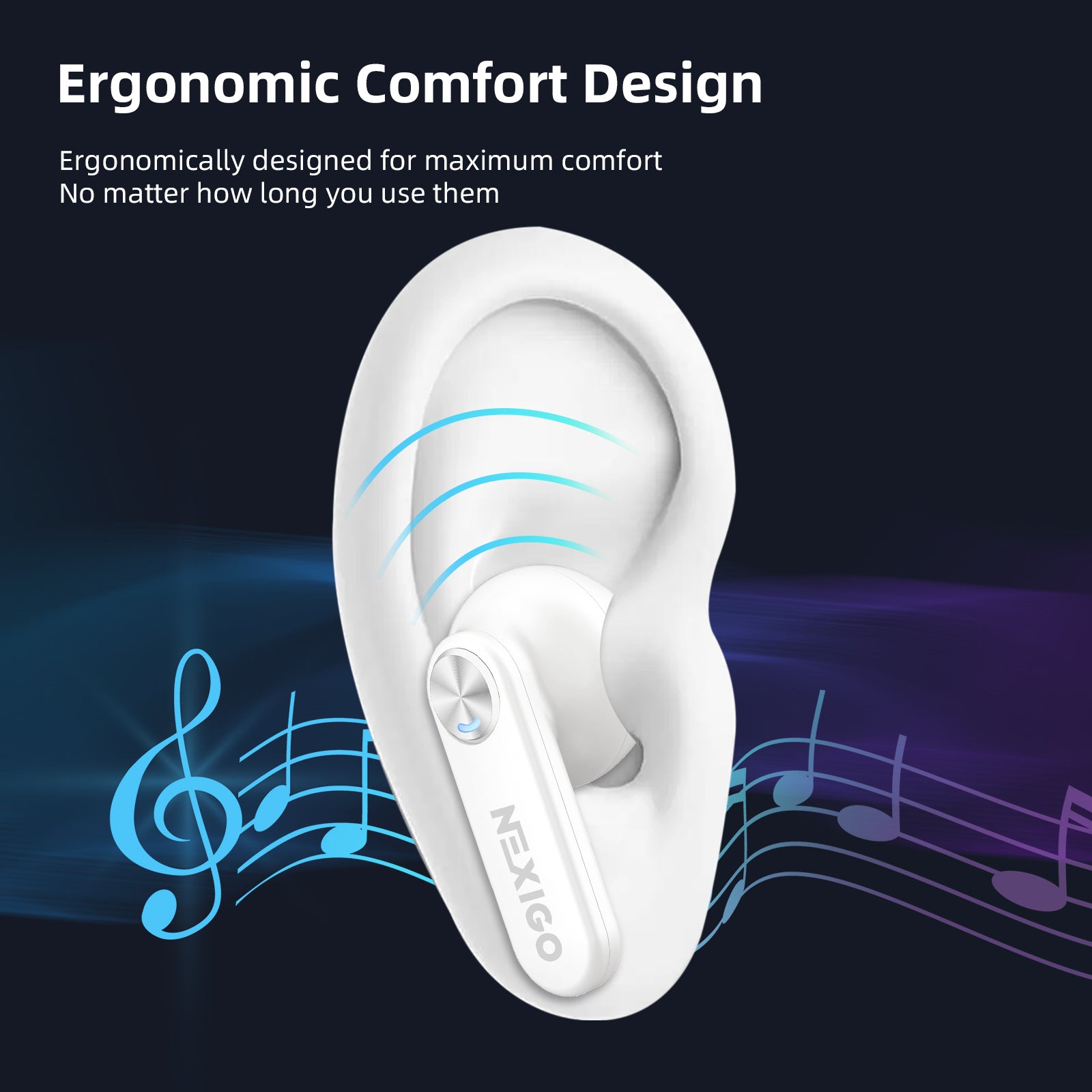 NexiGo Air T2 Wireless Bluetooth Earbuds with Noise Cancellation, 30H Playtime, IPX5 Waterproof - Perfect for Gym, Running, Travel & Workouts