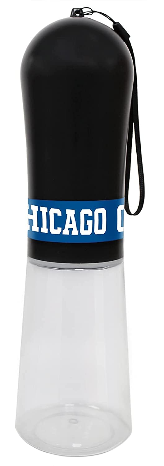 Chicago Cubs MLB Dog Water Bottle - 13.5oz Pet Travel Water Bottle with 2 Carbon Filters | Portable Water Fountain Dispenser for Dogs & Cats | Perfect for Outdoor Adventures, Hiking, and Road Trips