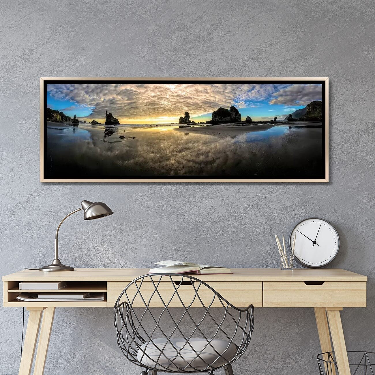 Before Sunset at Motukiekie Beach West Coast New Zealand - Framed Landscape Wall Art Print by OLena Art | Coastal Home Decor, Office Wall Decor, Gift for Nature Lovers
