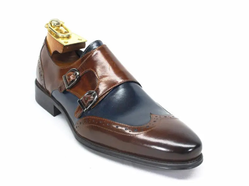 Men's Two-Tone Wingtip Double Monk Strap Dress Shoes - Classic Formal & Business Casual Oxfords for Office, Wedding & Special Occasions