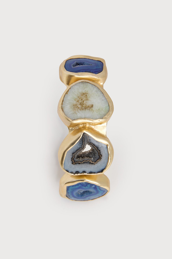 Stylish Multi Agate Cuff Bracelet for Women - Natural Stone Beaded Bangle - Perfect for Boho Fashion, Yoga & Meditation Accessories