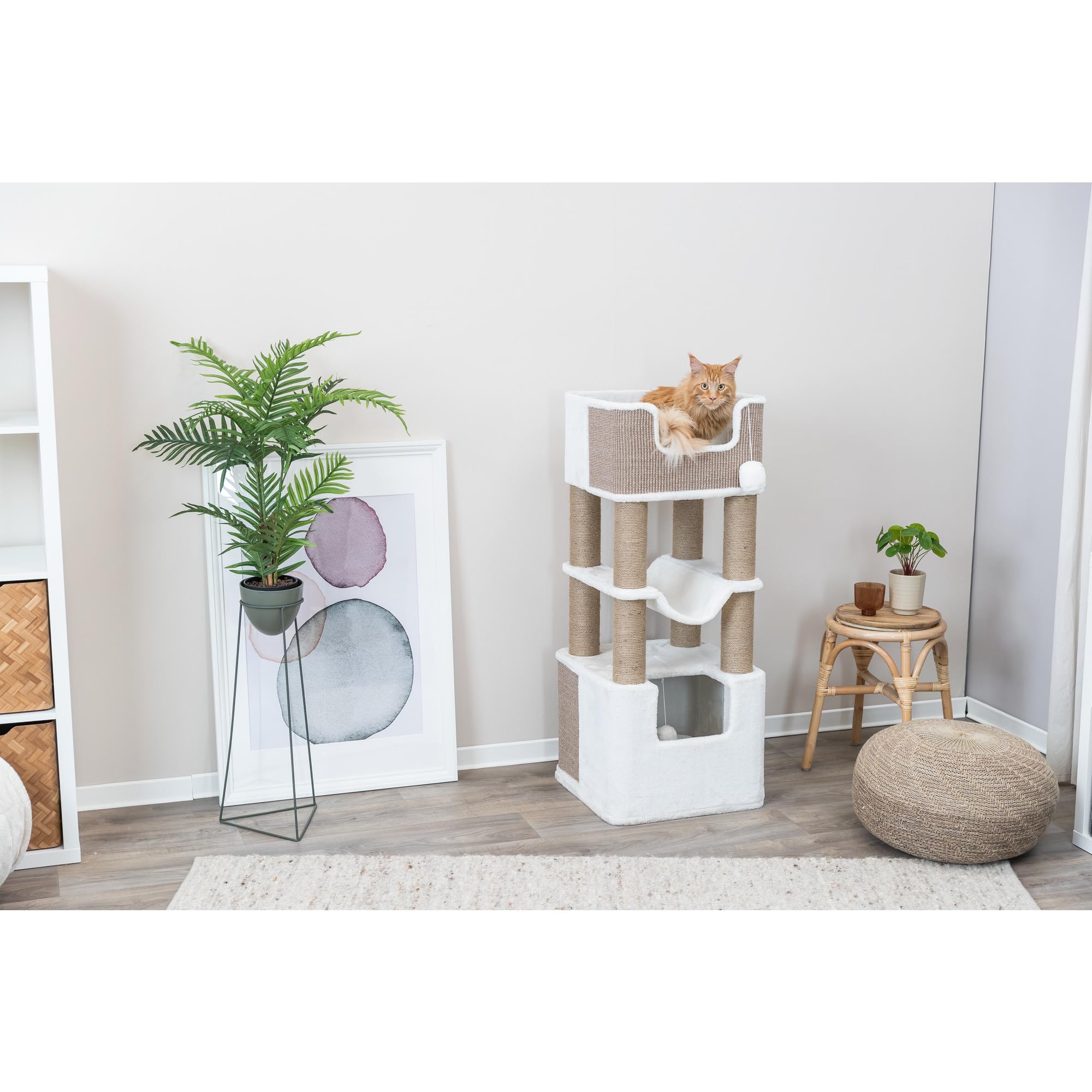 TRIXIE Lucano XXL 43-inch Cat Tower with Sisal Scratching Posts, Plush Condo, Cushions & Dangling Toys - Brown | Large Cat Tree for Indoor Cats, Multi-Level Play & Resting Space for Kittens & Adult Cats