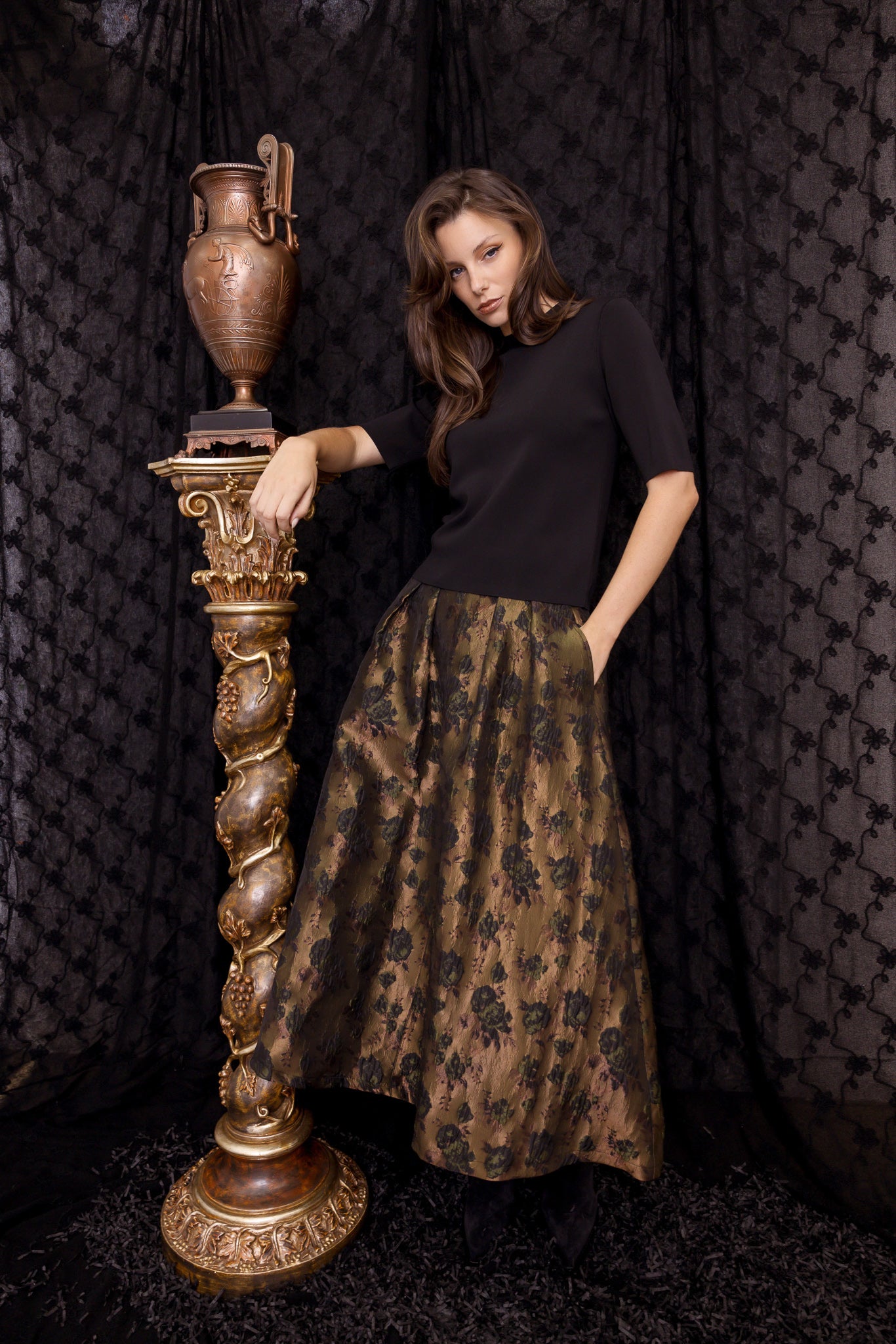 M.A. Dainty Parted Skirt - Women's Fashion Flowy Midi Skirt for Casual Wear, Office & Date Night Outfits