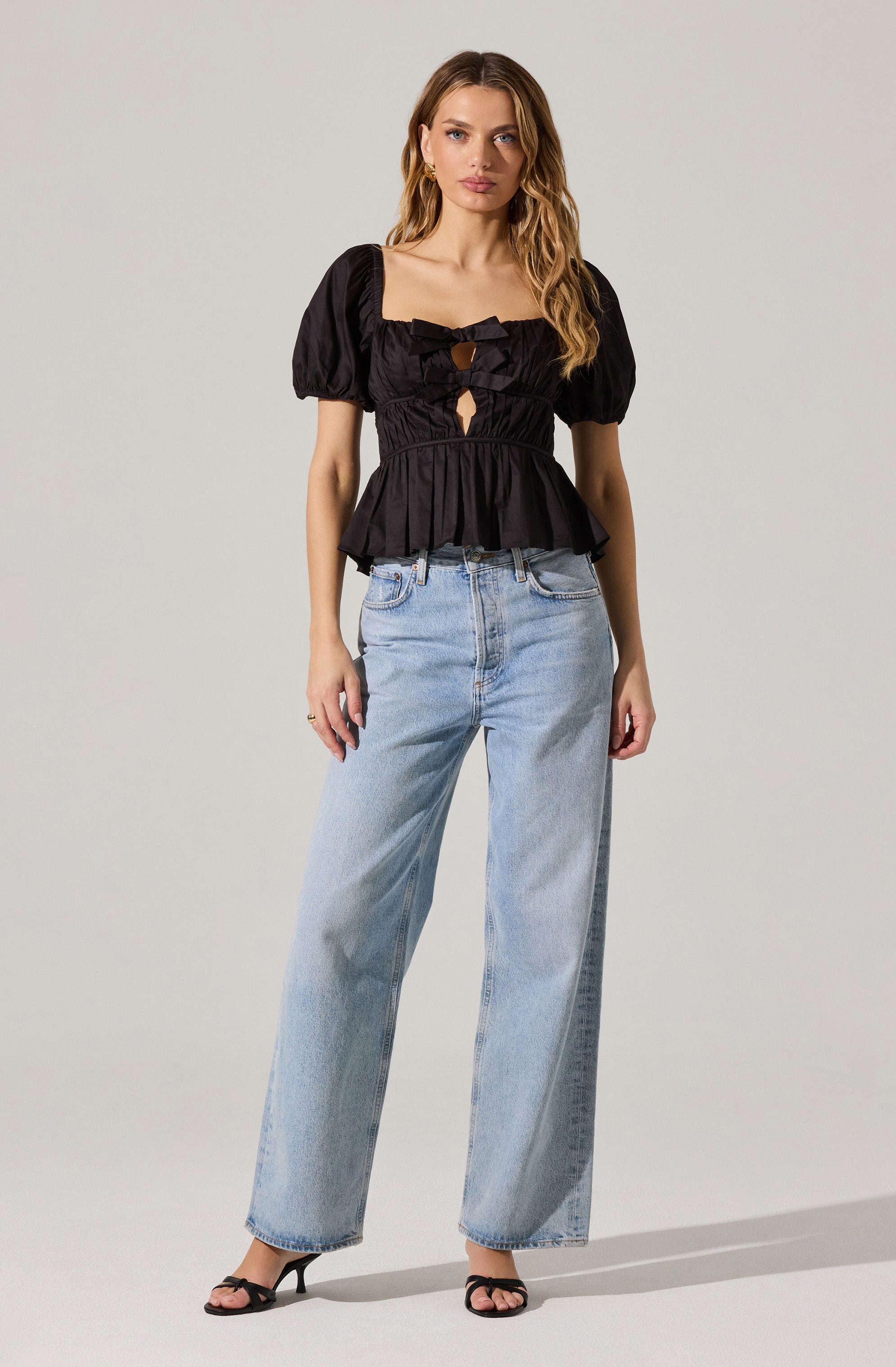 Elegant Bow Front Peplum Top for Women - Flattering Blouse for Office, Party & Date Night | Trendy & Comfortable Fashion Top
