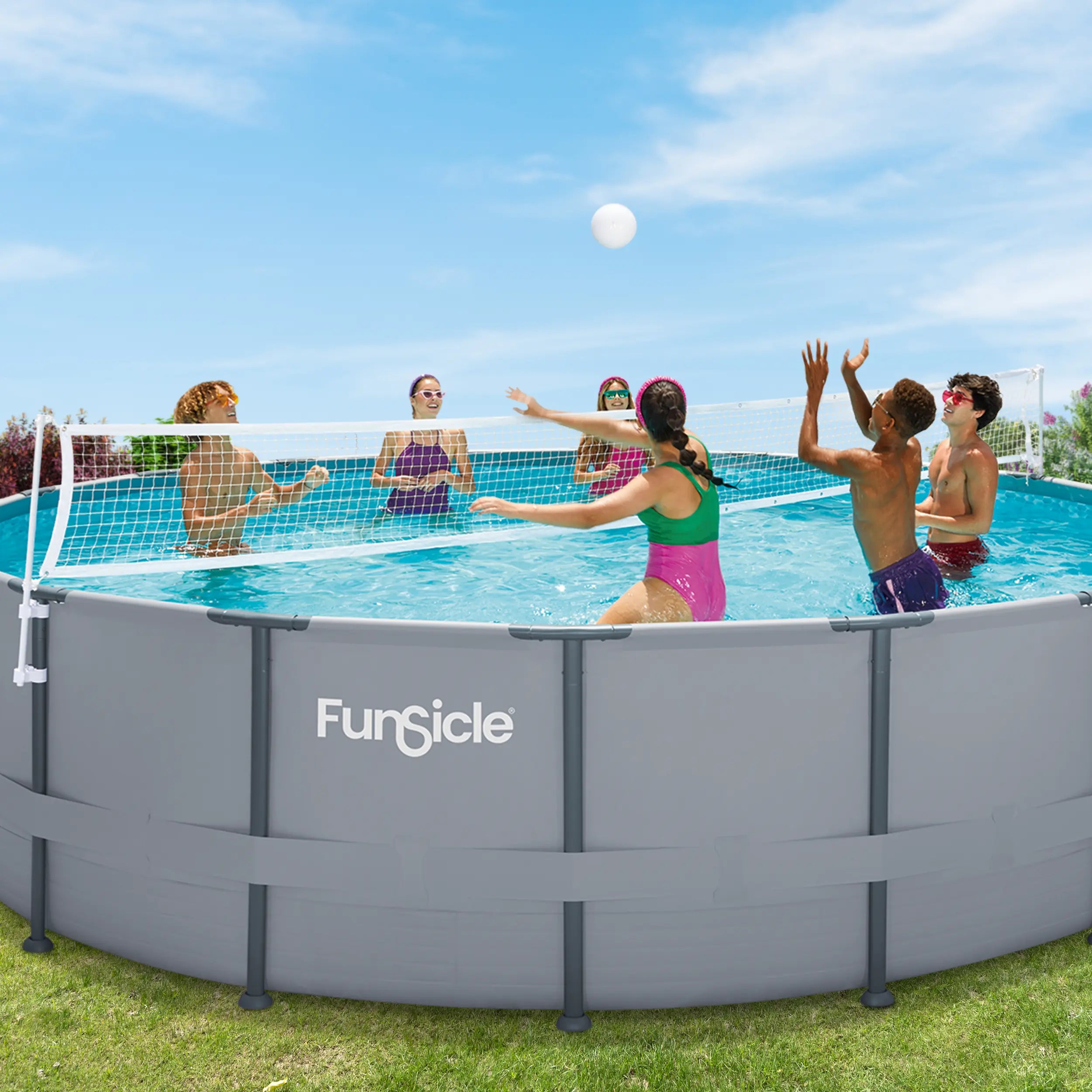 Funsicle Beach Volleyball Set - Premium Outdoor Volleyball Game for Adults & Kids - Perfect for Backyard, Beach, and Pool Parties - Includes Ball, Net, and Pump