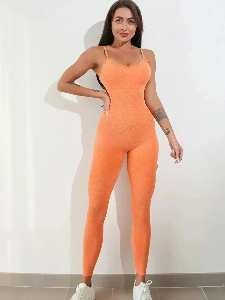 Seamless Yoga Jumpsuit for Women - High Waisted Workout Leggings with Hip Lifting Straps, Gym Bodysuit & Running Tracksuit for Fitness, Yoga & Sports | Perfect for Yoga Studio, Gym Workouts & Running