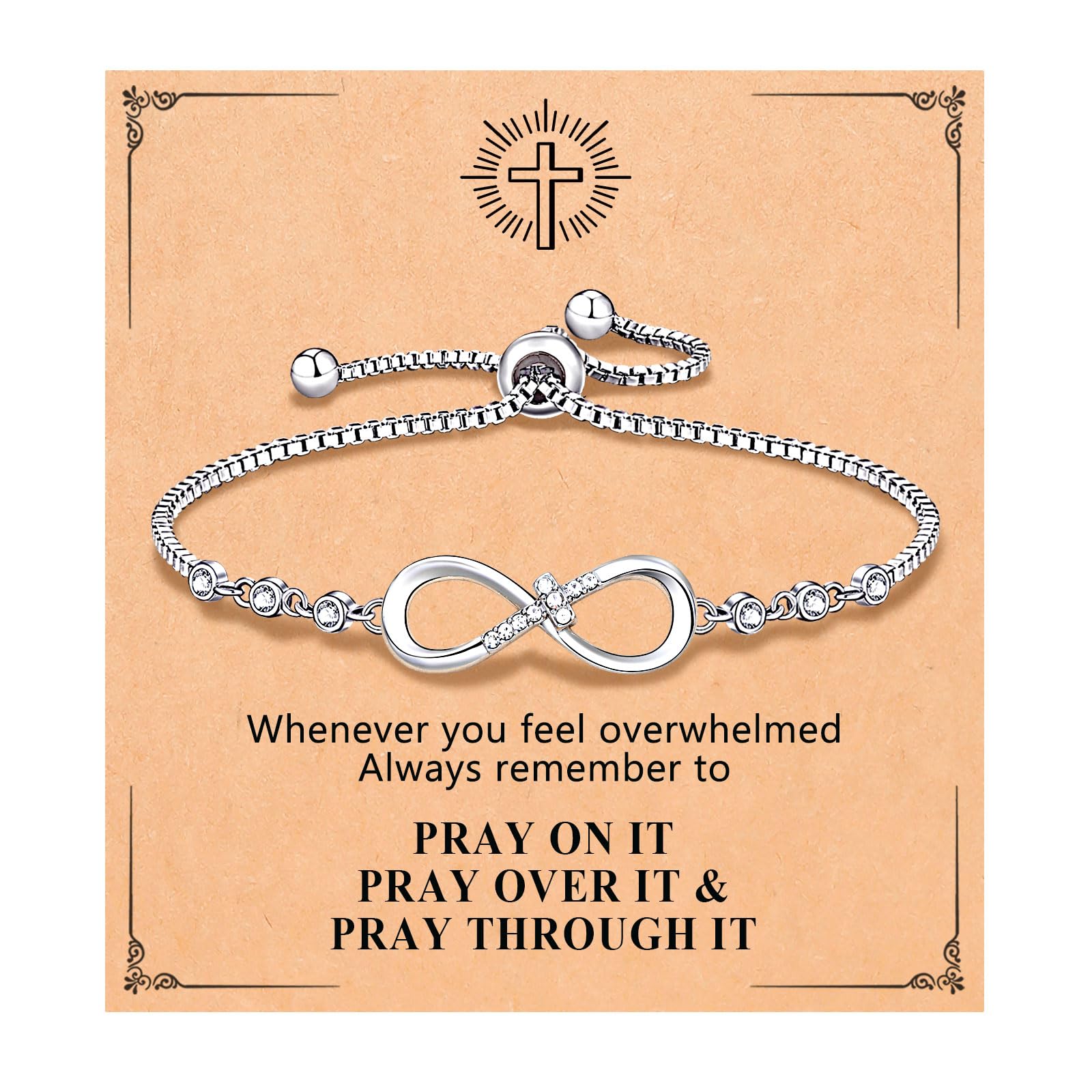 Christian Infinity Cross Charm Bracelet - Elegant Religious Jewelry for Women & Girls - Perfect for Easter, Confirmation, Baptism, Graduation Gifts & Daily Faith Wear