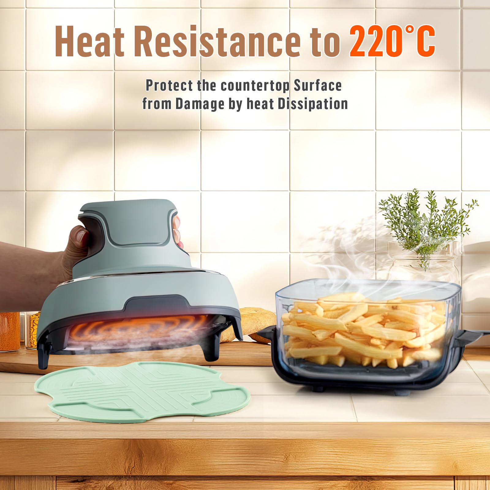 Heat-Resistant Silicone Air Fryer Trivet for Ninja Crispi – Reusable Non-Slip Mat Compatible with Ninja Crispi Glass Air Fryer Accessories (Gray) – Perfect for Countertop Protection & Serving Hot Dishes