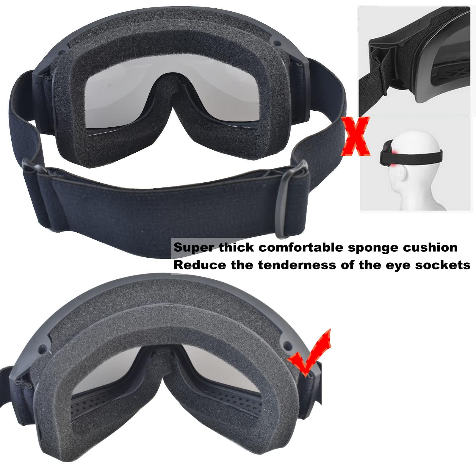 Tactical Safety Goggles - Anti Fog Military Shooting Glasses for Airsoft, Cycling, Hunting & Outdoor Activities - UV Protection & Impact Resistant for Sports & Work Safety