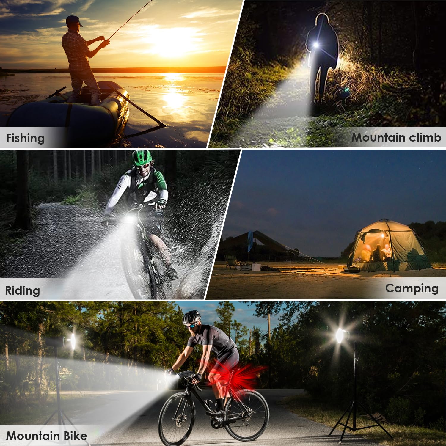 10000 Lumen Rechargeable LED Bike Headlight & Taillight Set - High/Low Beam for Night Riding, Waterproof Bicycle Lights Front and Back - Perfect for Commuting, Mountain Biking & Road Cycling Safety