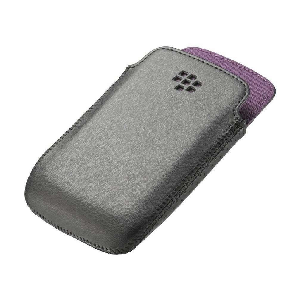 Original BlackBerry Bold 9790 Leather Pocket Pouch Case - Black & Purple Protective Cover (ACC 41816) | Slim Fit for Everyday Use, Business Meetings & Travel Protection