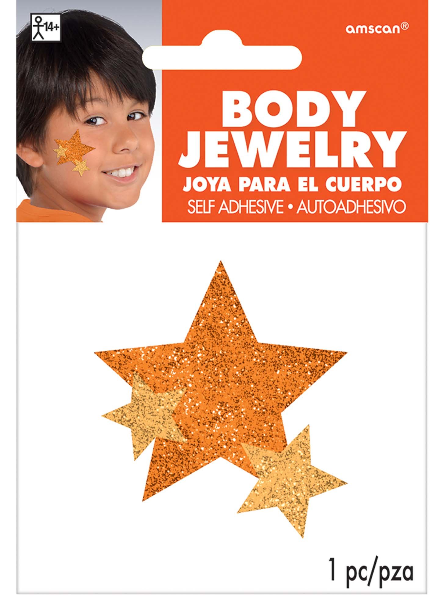 Orange Spirit Glitter Body Jewelry - Shimmering Festival Accessories for Halloween, Raves & Costume Parties | Face & Body Adornment