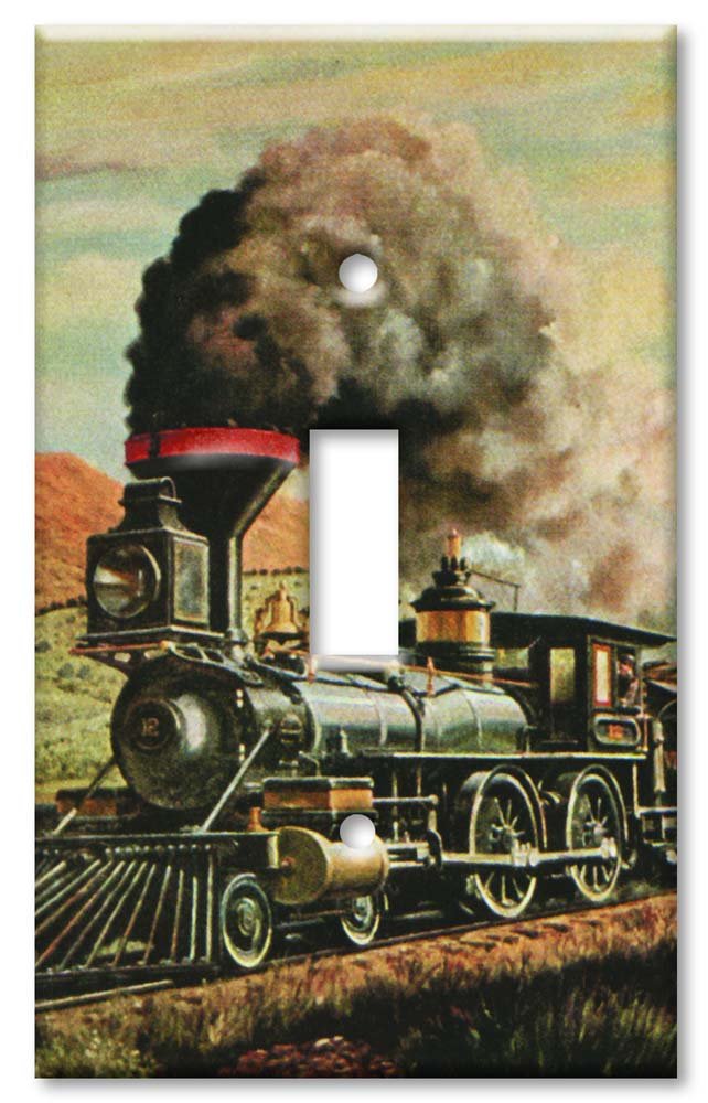 Decorative Train Switch Plate Cover - Single Toggle Art Plate for Home & Office - Perfect for Kids Rooms, Themed Decor, and Railroad Enthusiasts
