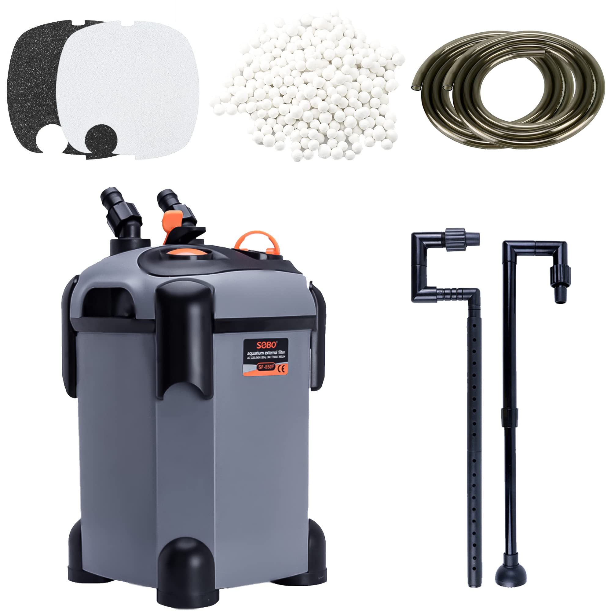 Ultra-Quiet Aquarium Canister Filter with UV Sterilizer - 171/225/266/317/397 GPH External Fish Tank Filter for Freshwater & Saltwater - Perfect for Turtle Tanks, Reef Aquariums and Planted Aquascapes