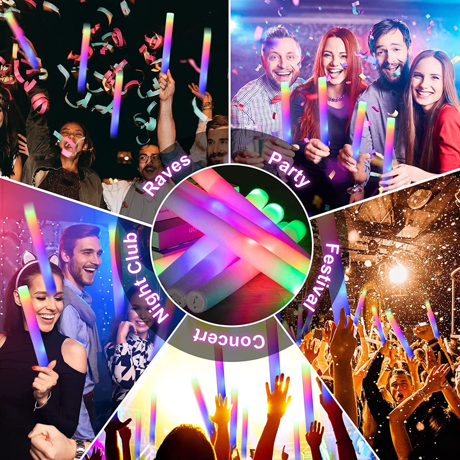 200 Pack Glow in The Dark Foam Sticks - 3 Flashing Modes for Wedding, Party, Concert, Birthday & Christmas Decorations | Bulk Glow Sticks for Nighttime Events, Raves, Festivals and Outdoor Celebrations