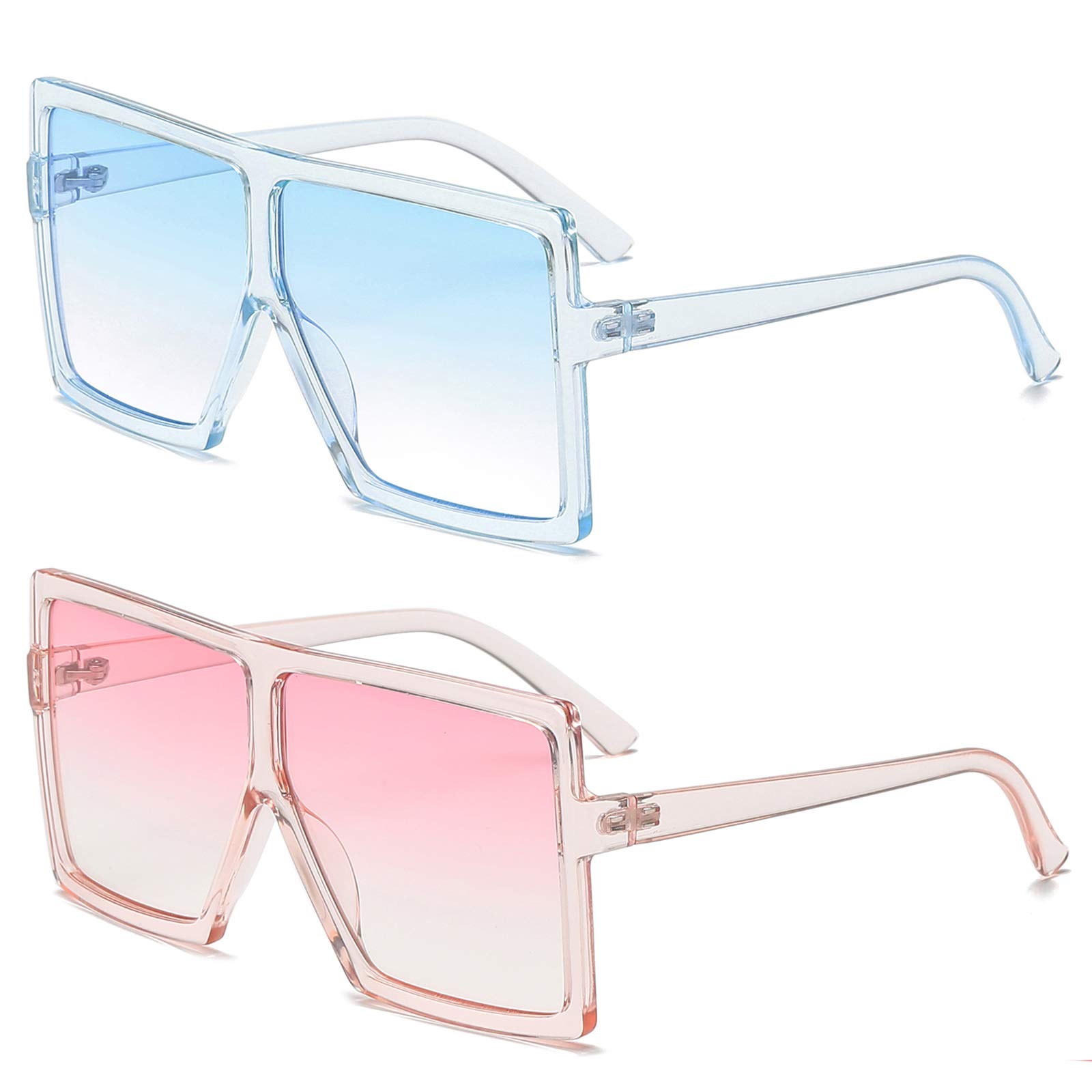GRFISIA Square Oversized Sunglasses for Women & Men - UV Protection Flat Top Fashion Shades for Driving, Beach & Outdoor Activities