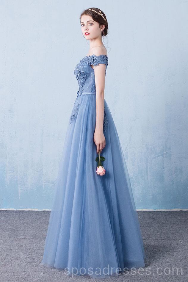 Elegant Off Shoulder Dusty Blue Long Evening Prom Dress – Custom Made for Parties & Special Occasions – Perfect for Prom, Homecoming & Formal Events – Style #18591