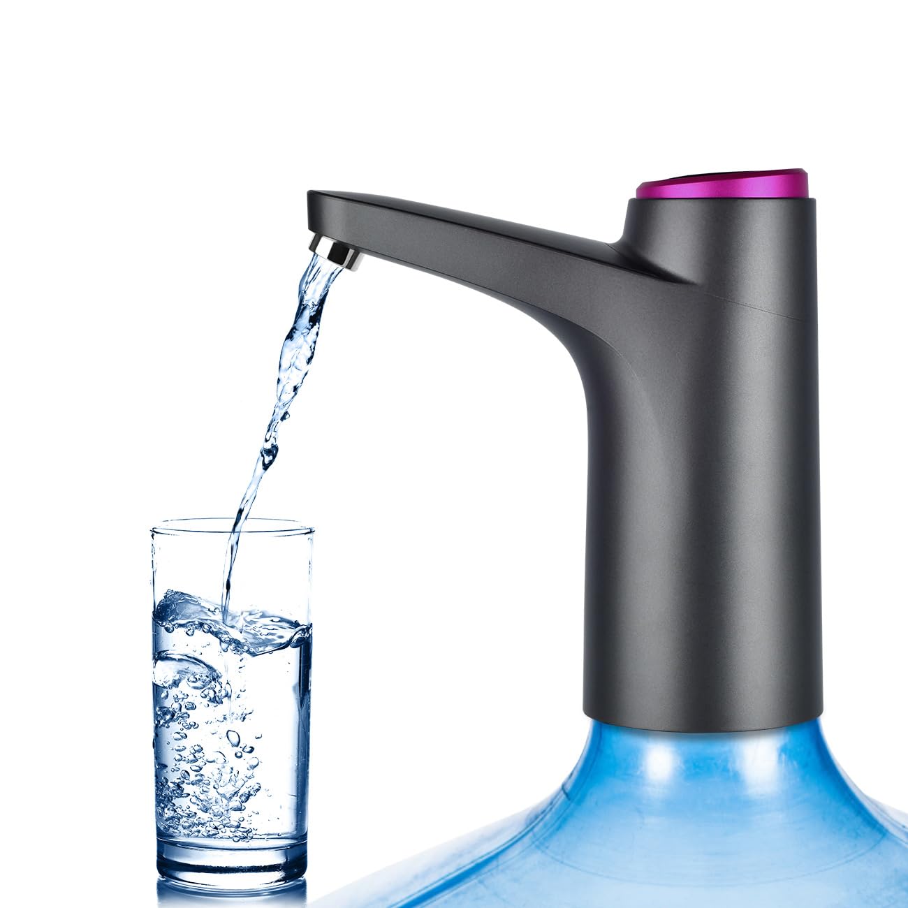 2-5 Gallon Portable Electric Water Dispenser Pump - USB Rechargeable Drinking Water Bottle Pump for Camping, Hiking, Home & Office Use | Universal for Water Jugs | Perfect for Outdoor Adventures & Daily Hydration (Black)