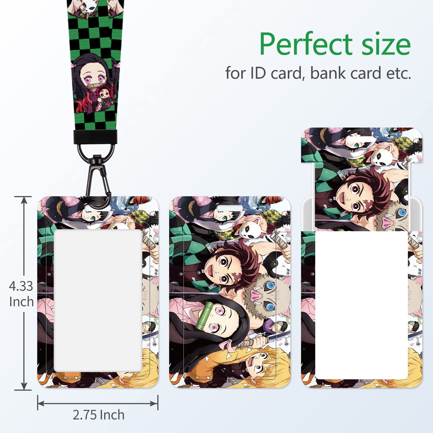 Cute Anime Plaid Key Lanyard with ID Holder - for Office, School & Events