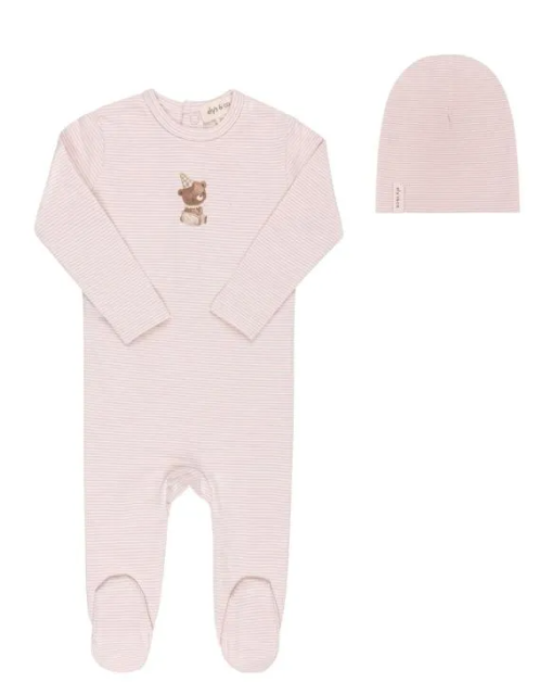 ELY & CO Baby Bear Footie Pajamas with Beanie - Soft & Cozy One-Piece Outfit for Newborn to 9 Months (0-1M, 3-6M, 6-9M) - Perfect for Winter Sleepwear, Photoshoots & First Christmas Gifts