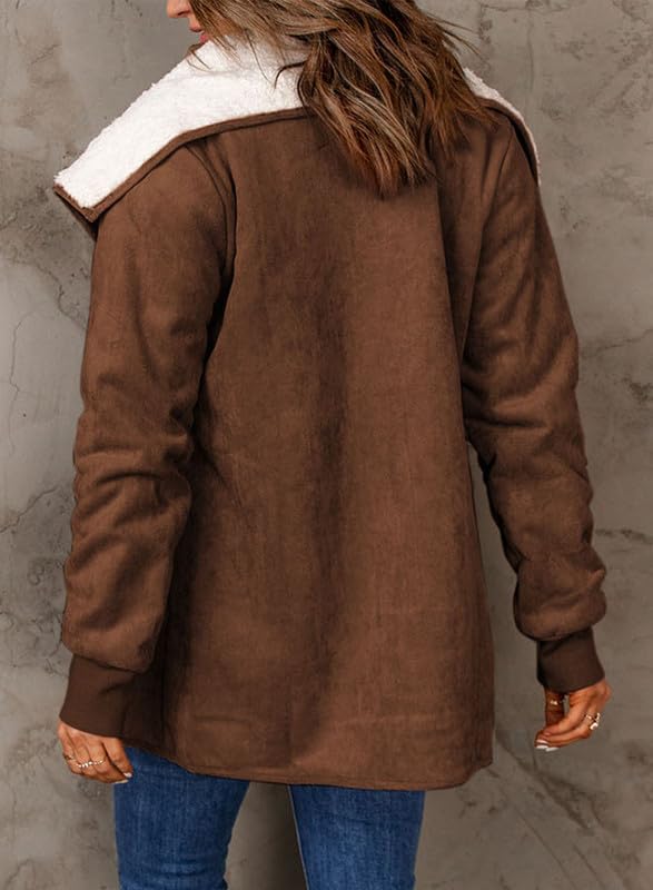 Dokotoo Women's Winter Fleece Jacket with Sherpa Lining - Warm Stand Collar Coat for Cold Weather | Outdoor Hiking, Snow Activities & Casual Winter Wear