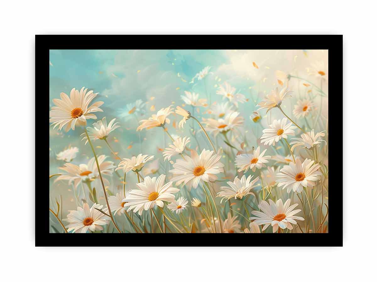 Beautiful Daisies Flower Framed Print Wall Art - Floral Home Decor for Living Room, Bedroom & Office - Perfect Gift for Housewarming & Birthday