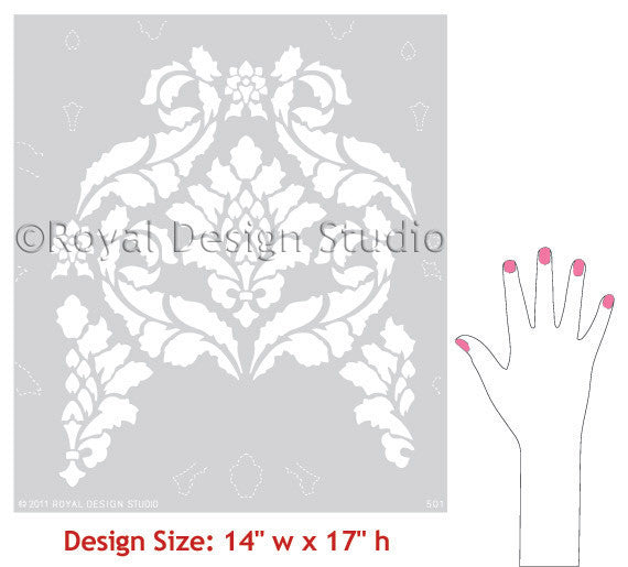 Classic Damask Christmas Stencil - Reusable Holiday Decorating Template for DIY Ornaments, Gift Wrapping & Festive Home Decor