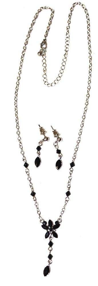 Elegant Silver and Black Necklace Set with Matching Earrings for Women | Perfect for Parties, Weddings & Date Nights | Jewelry Gift for Her
