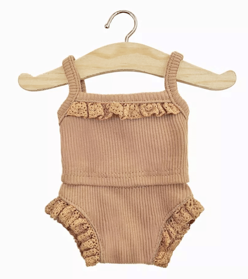 Brown Sugar Rib and Lace Underwear Set for Minikane Baby Dolls - Sexy Lingerie for Role Play, Boudoir Photography & Cosplay