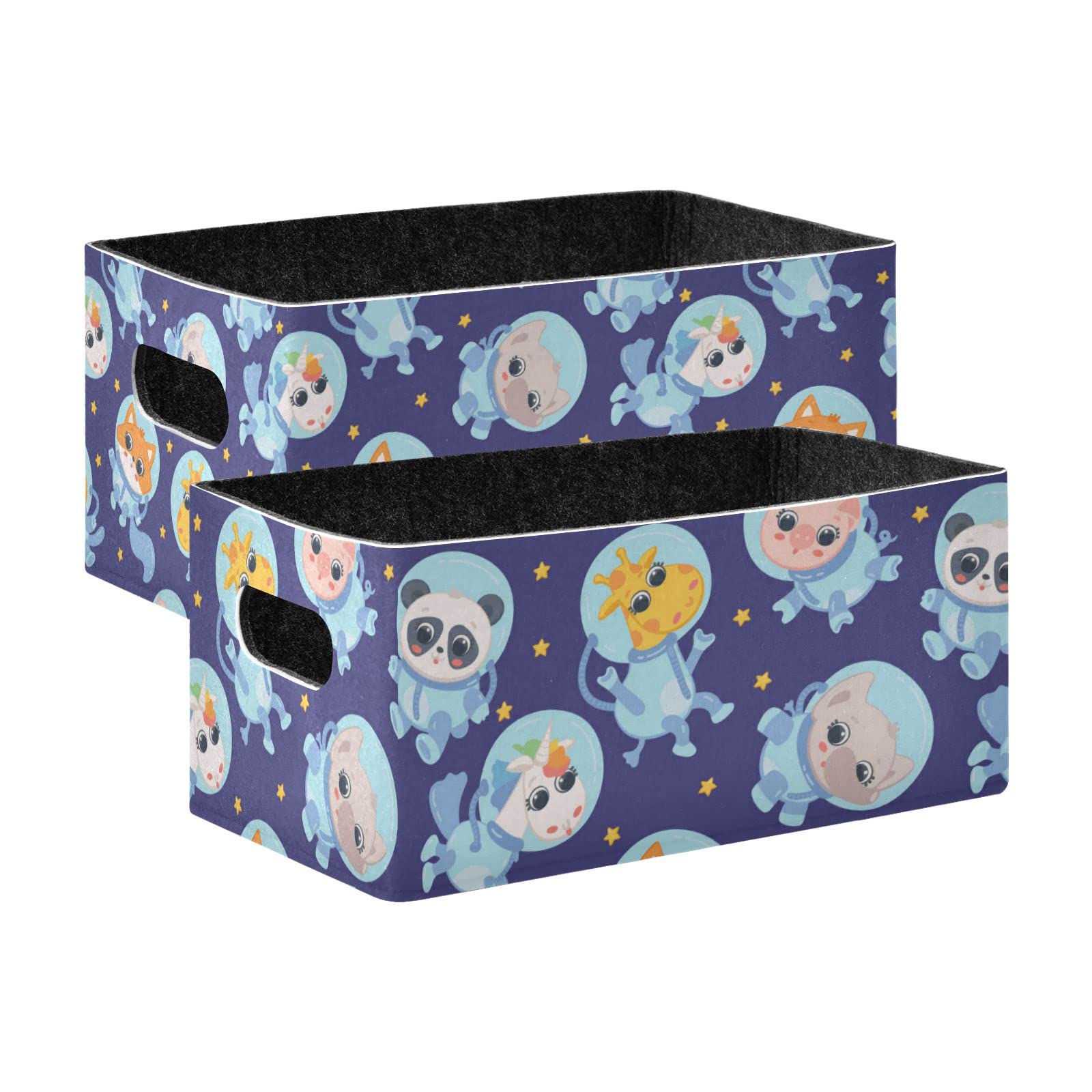 Animal Astronauts Galaxy Storage Basket - Collapsible Felt Storage Bin & Hamper for Toys, Playroom, Kids Room Organization | Space-Themed Nursery Decor & Children's Closet Organizer