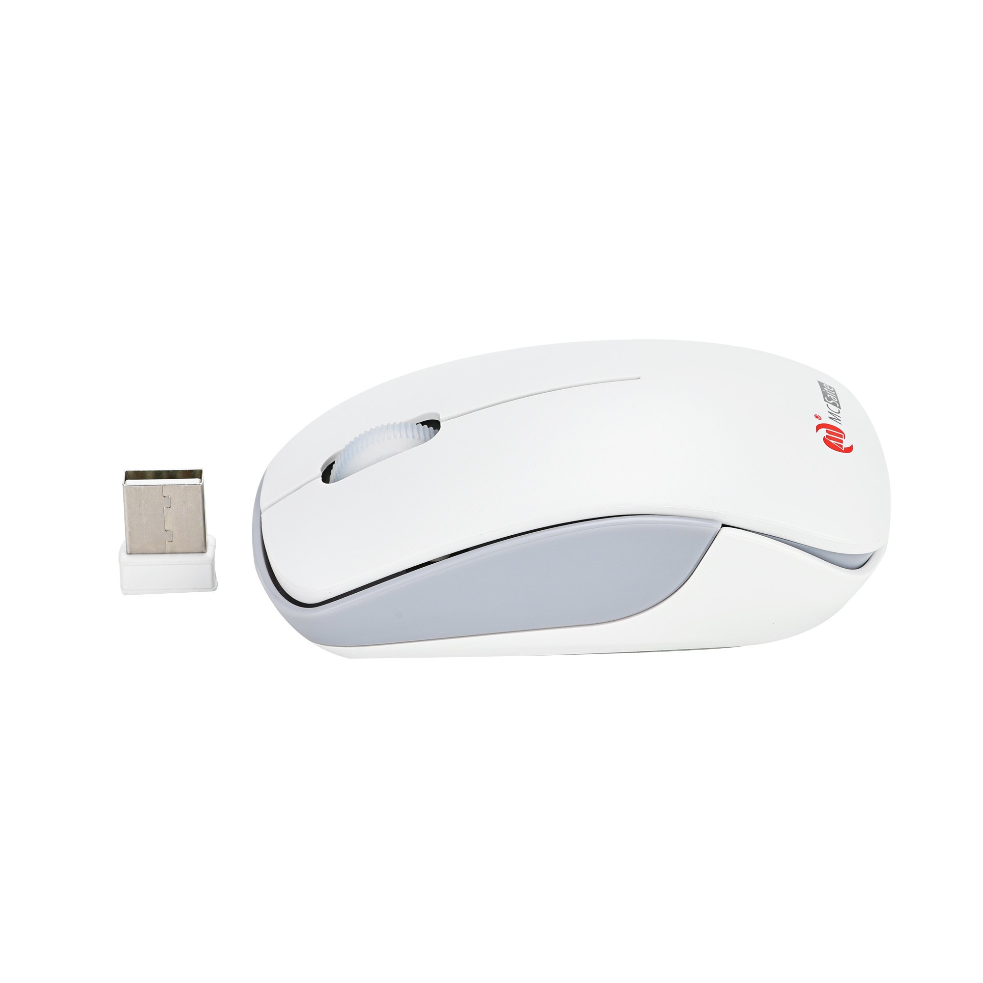 MCSaite 2.4G Slim Wireless Mouse with Nano Receiver - Ultra Thin Ergonomic Computer Mouse for Laptop, PC, Mac - Portable White Mouse for Office, Travel, Home & Gaming Use
