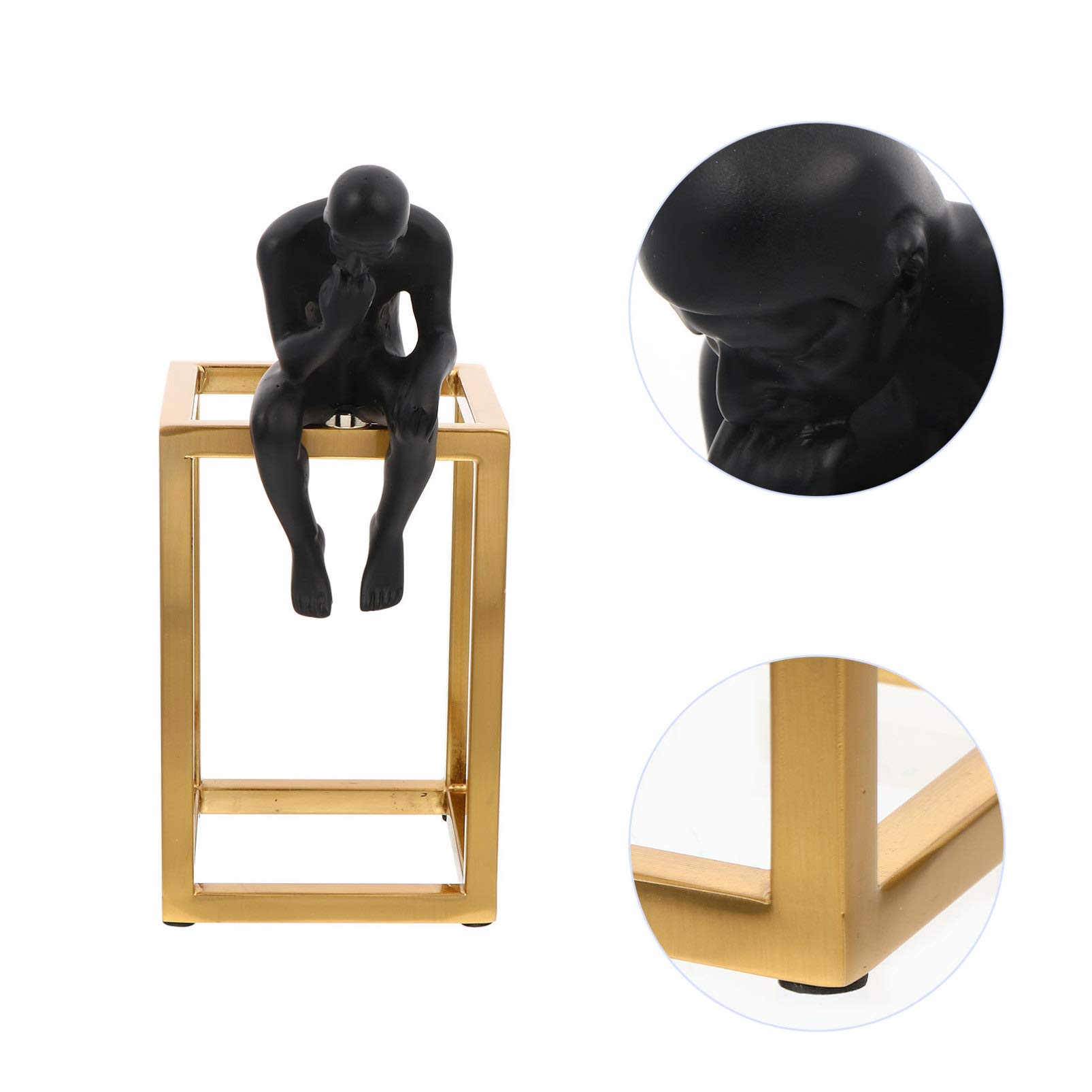 BESPORTBLE Little Black Iron Thinker Statue - Desktop Decor, Tabletop Ornament, Photography Prop | Perfect for Home Office, Bookshelf Display & Artistic Photography Backdrops