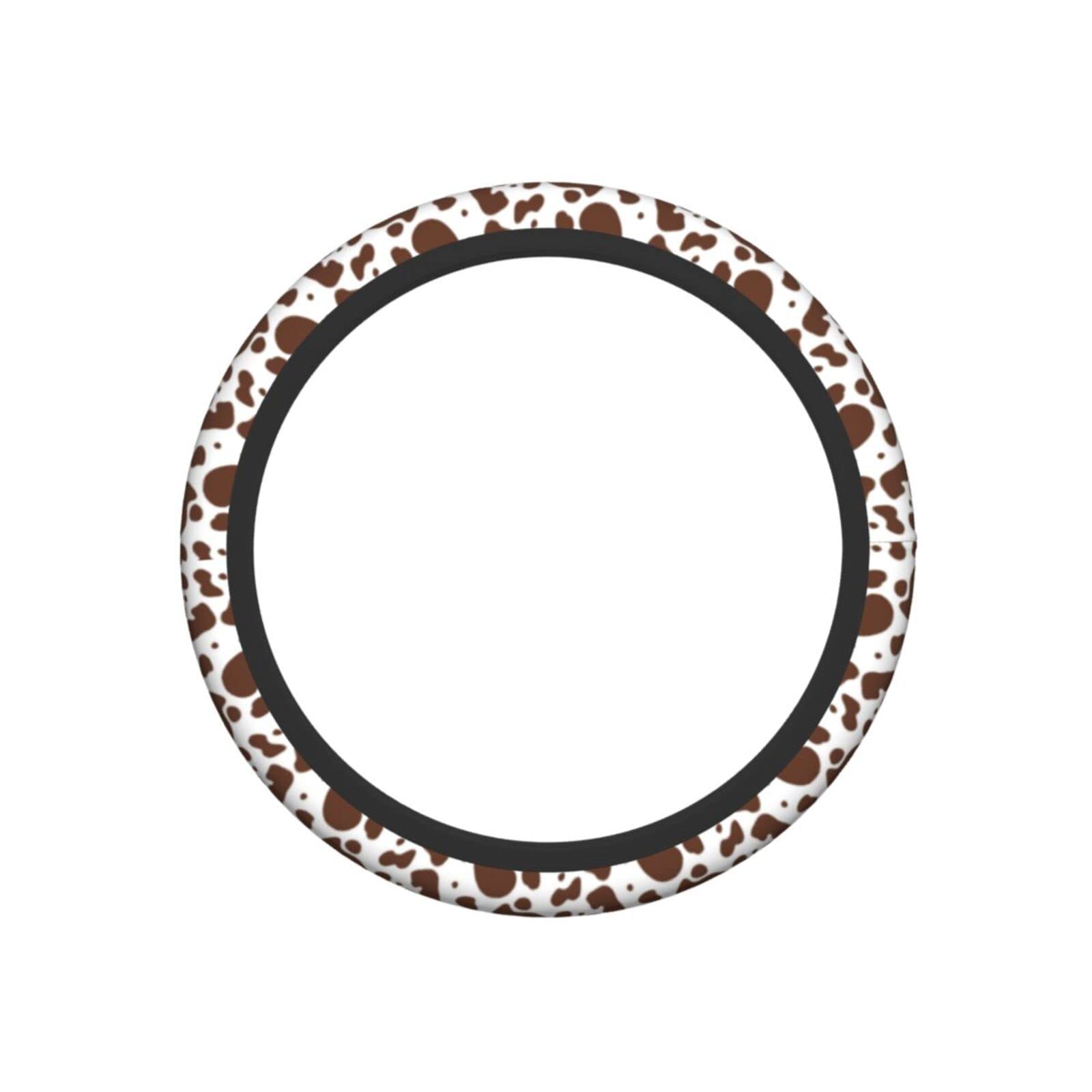Cute Cow Print Steering Wheel Cover - Universal Fit 15 Inch for Women & Girls - Soft Non-Slip Car Accessories for Comfort & Style - Perfect for Daily Commute, Road Trips & Gift Giving