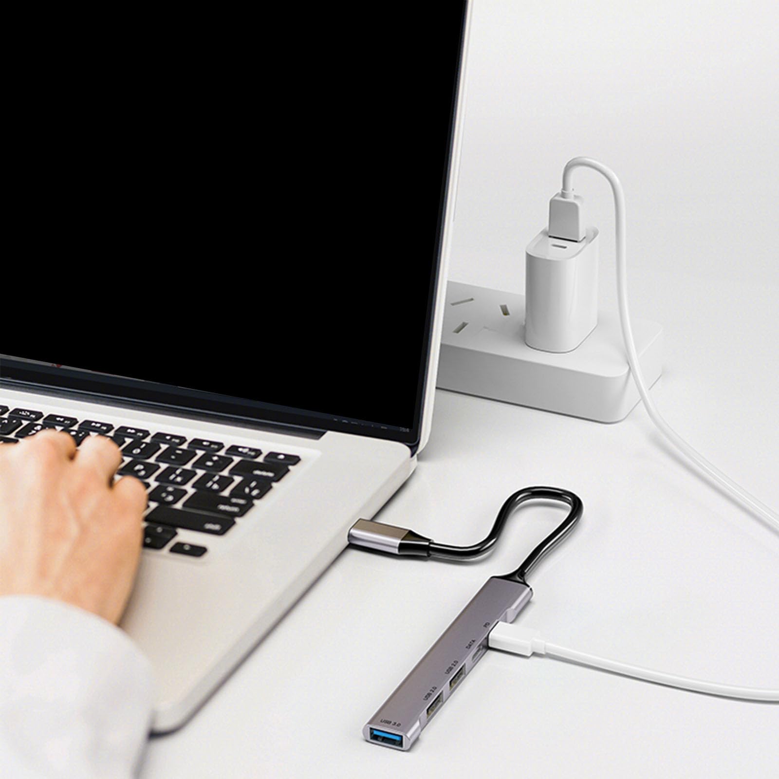 Premium 6-in-1 USB C Hub with 60W PD Charging - 1xUSB 3.0, 2xUSB 2.0, 1xUSB-C Port - 10Gbps High-Speed Data Transfer - Ultra Slim Aluminum Alloy Design for MacBook Pro/Air, iPad Pro, Dell XPS, Surface Laptop & More - Perfect for Home Office, Travel & Remote Work