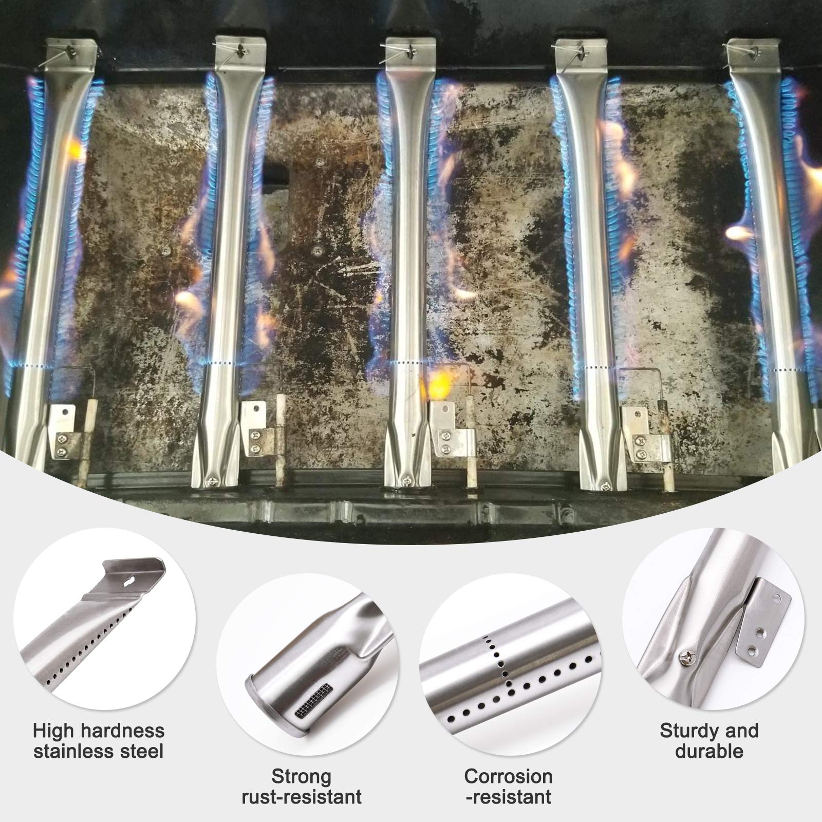 Nexgrill 720-0888 5 Burner Grill Replacement Parts Kit - Burner Tubes, Heat Shield Tent Plates & Igniters (5-Pack) | Compatible with Nexgrill 720-0888N, 720-0830H | Perfect for Home Depot Gas Grills, Backyard BBQs & Outdoor Cooking