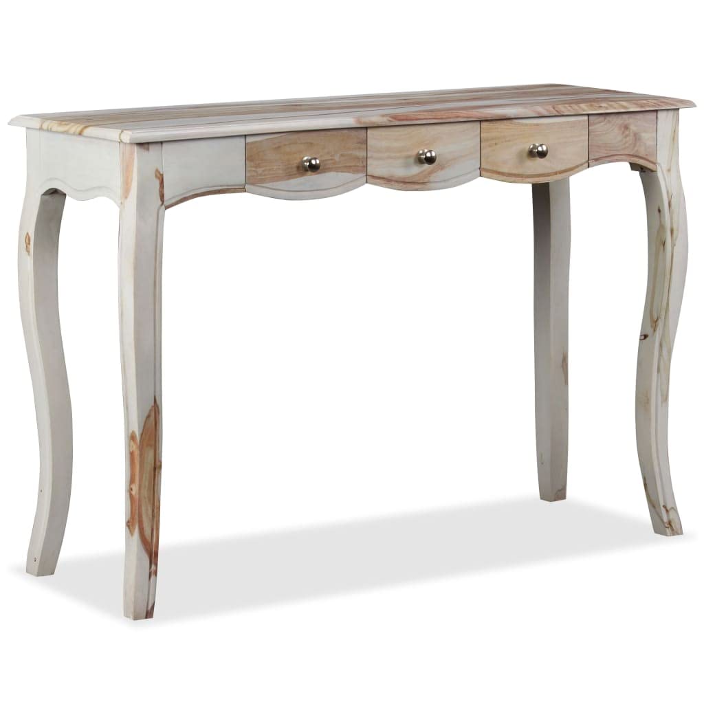 Solid Sheesham Wood Console Table with 3 Drawers - 43.3