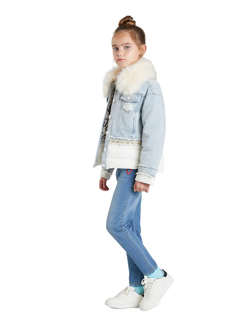 Desigual Girls' Denim Jacket - Stylish Distressed Denim Jacket for Teen Girls | Trendy Lightweight Jacket for School, Casual Outfits & Spring Fashion