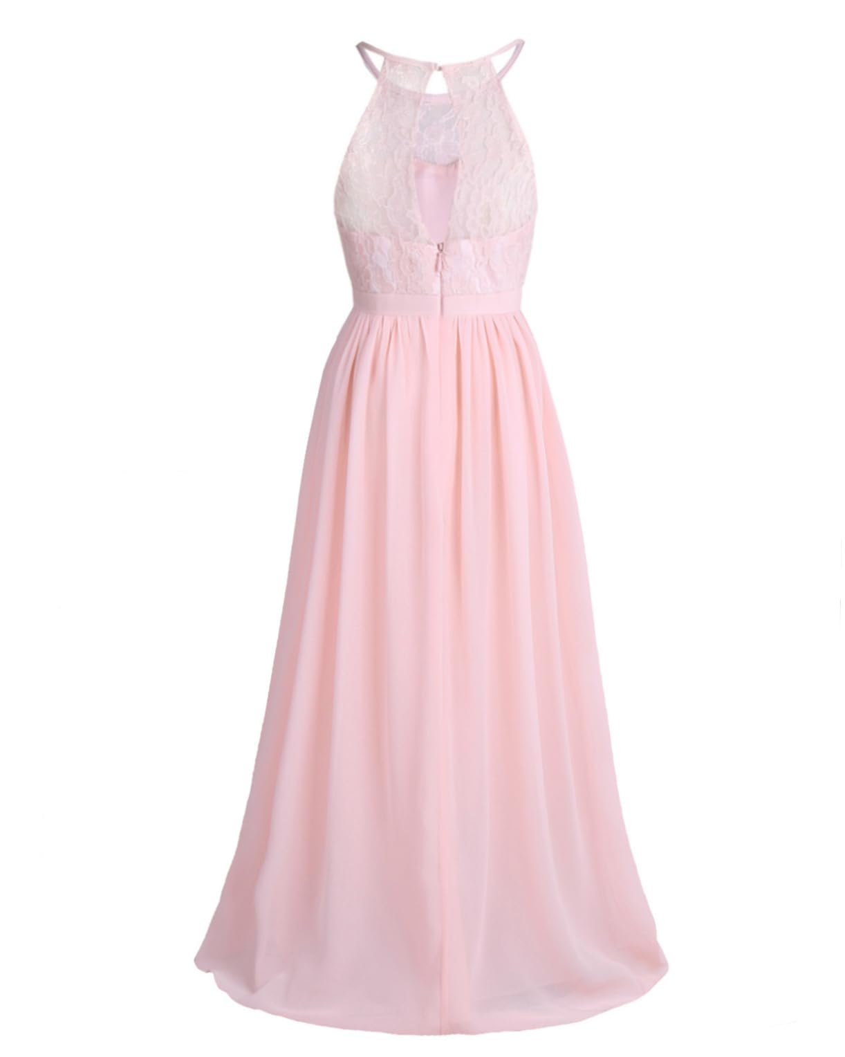 Hularka Girls Princess Flower Girl Dress - Halter Neck Floral Lace Chiffon Wedding Bridesmaid Gown for Kids, Proms & Special Occasions | Perfect for Weddings, Birthday Parties & Formal Events