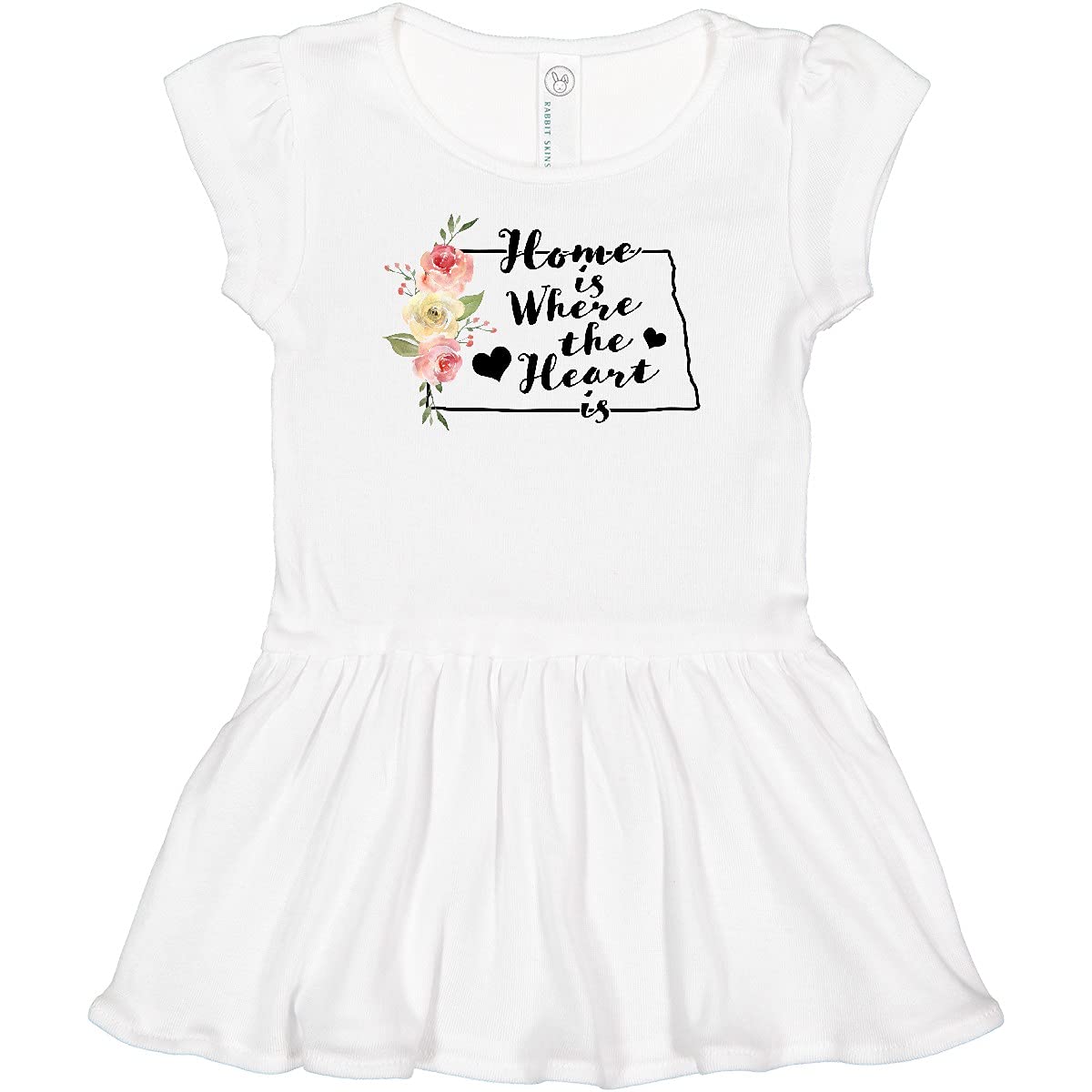 Inktastic North Dakota Home is Where The Heart is Watercolor Print Infant Baby Dress - Perfect for Family Photos, Holidays & Special Occasions