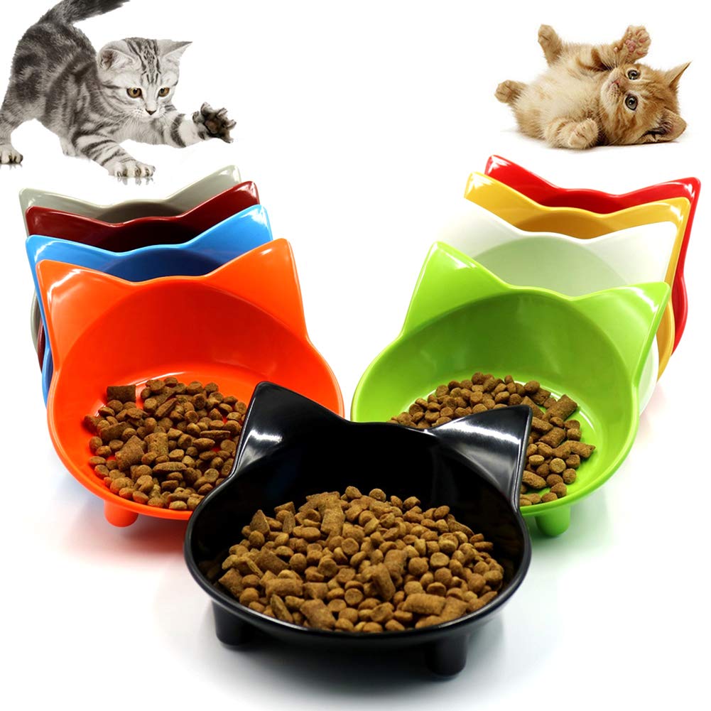 Non-Slip Cat & Dog Food Bowl with Cute Ears Design - Pet Feeding Dish for Kittens & Puppies - Perfect for Home, Travel and Outdoor Use - Black