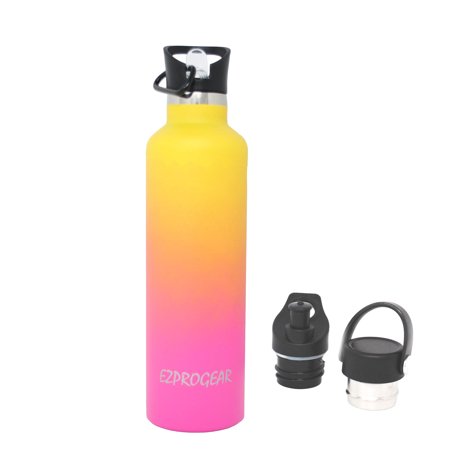 Ezprogear 25 oz Stainless Steel Water Bottle - Double Wall Vacuum Insulated, Leak Proof, BPA Free - Yellow & Rose Pink Color Options - Perfect for Gym, Hiking, Travel & Outdoor Activities